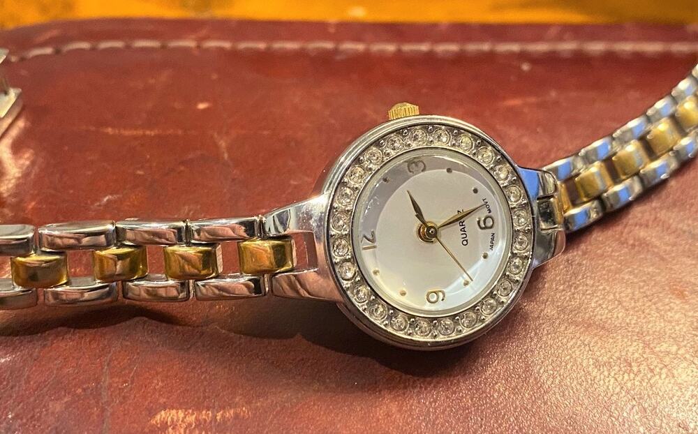 Women's 24mm Two Tone Watch, MOP Face, Crystal Accents